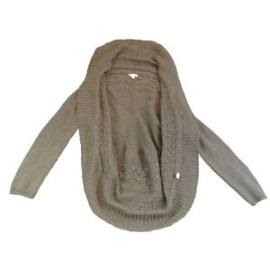 Kenar Alpaca Wool Blend Old Money Chunky Cable Knit Open Front Cardigan Womens L